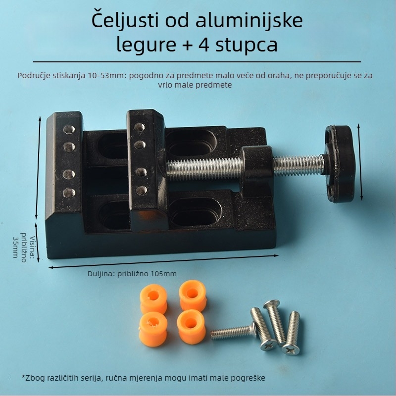 Mini stolni stezna s aluminijskim legura tijelo za orahe perle — stezna za perle i držač oraščića