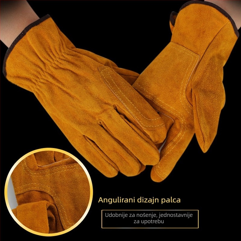 Zavarivačke rukavice kratkog kroja, od pune bik kože s dvostrukim slojem, toplinsko izolirane, otporne na visoke temperature