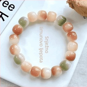 Narukvica s Bodhi perlama i Bodhi korijenom, unisex prirodni stil, 21 perli, individualno pakiranje