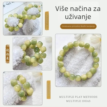 Narukvica s Bodhi perlama i Bodhi korijenom, unisex prirodni stil, 21 perli, individualno pakiranje