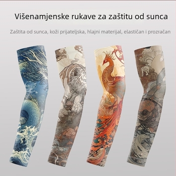 Tattoo dizajn cvijeća na rukavima za biciklizam – Ice Silk tkanina, UV zaštita, poliester s do 10% elastana