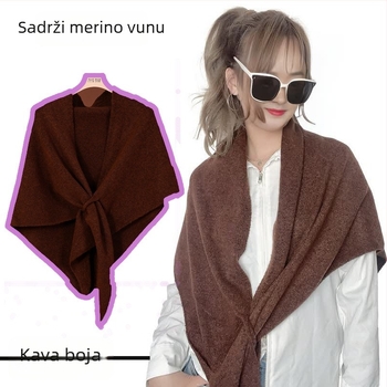 Trokutasti šal od poliestera, warp pleteni uzorak, jednobojni uzorak, zadržava toplinu