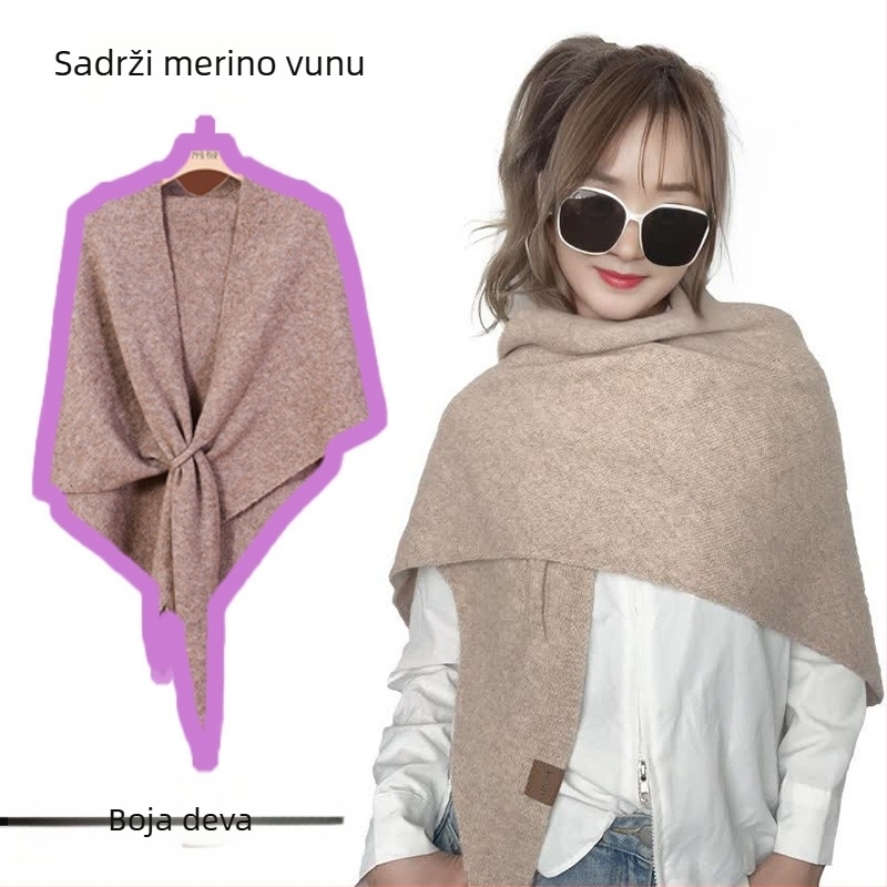 Trokutasti šal od poliestera, warp pleteni uzorak, jednobojni uzorak, zadržava toplinu