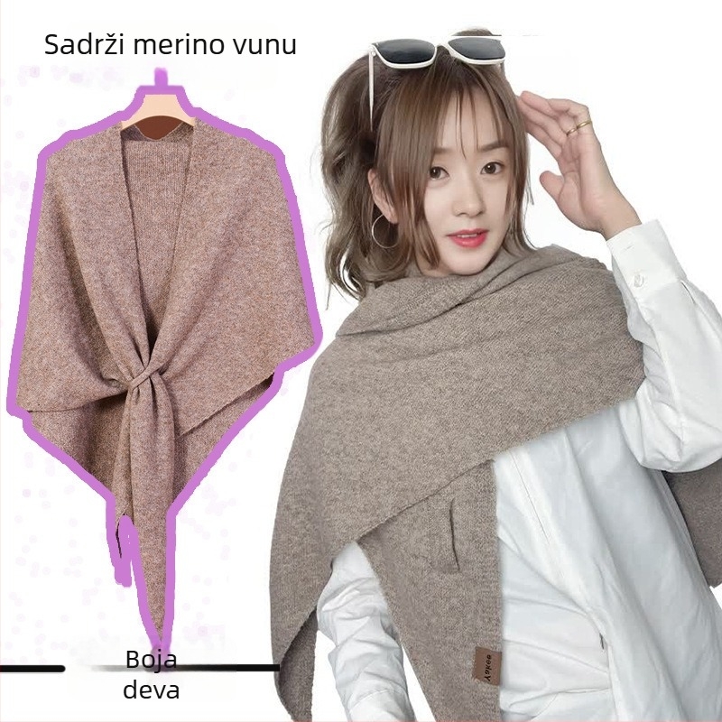 Trokutasti šal od poliestera, warp pleteni uzorak, jednobojni uzorak, zadržava toplinu