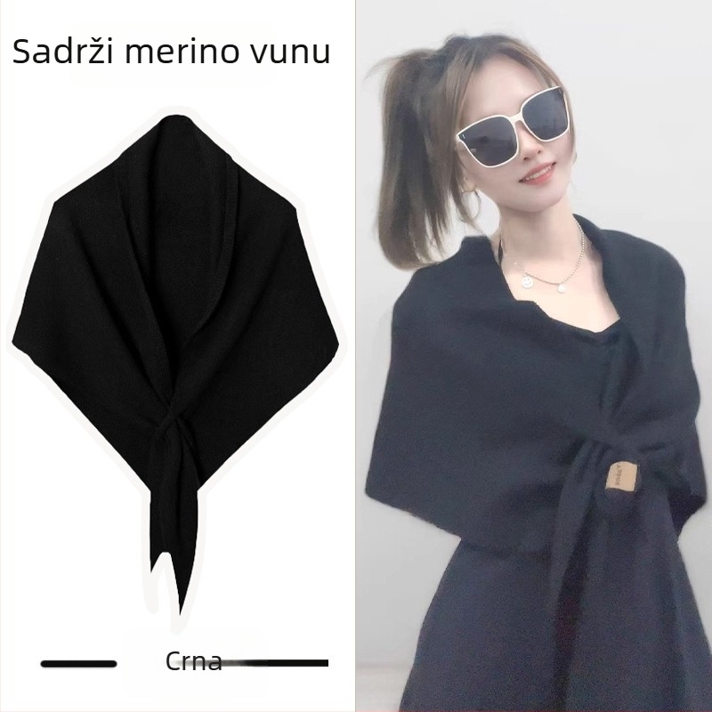 Trokutasti šal od poliestera, warp pleteni uzorak, jednobojni uzorak, zadržava toplinu