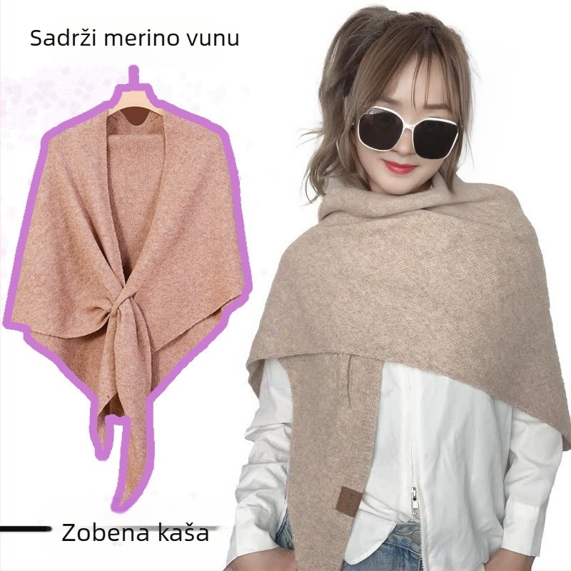 Trokutasti šal od poliestera, warp pleteni uzorak, jednobojni uzorak, zadržava toplinu