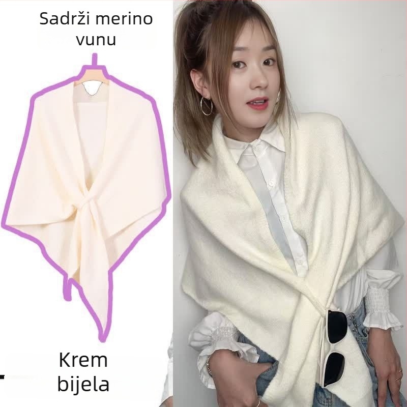 Trokutasti šal od poliestera, warp pleteni uzorak, jednobojni uzorak, zadržava toplinu