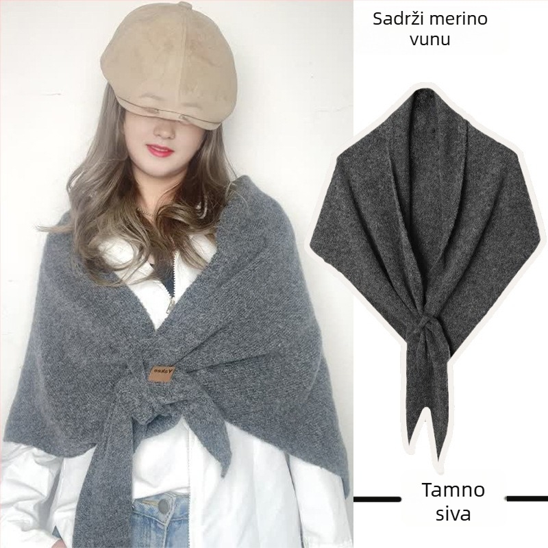 Trokutasti šal od poliestera, warp pleteni uzorak, jednobojni uzorak, zadržava toplinu