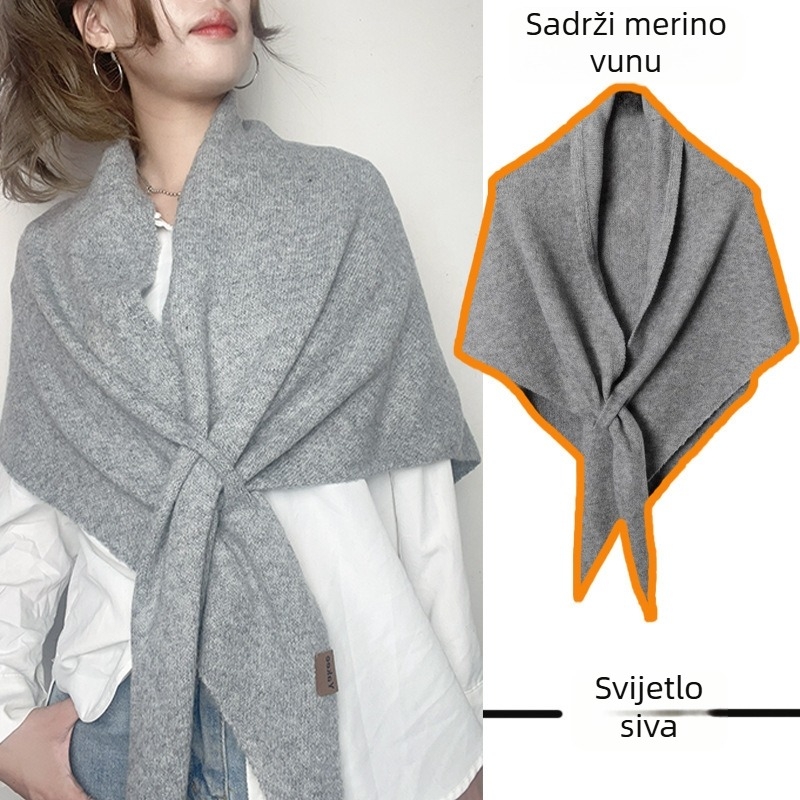 Trokutasti šal od poliestera, warp pleteni uzorak, jednobojni uzorak, zadržava toplinu