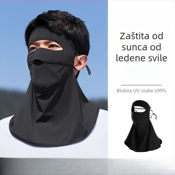 Muška UV zaštitna maska za ljetnu vanjsku vožnju biciklom — prozračna viskozna tkanina Ice Silk, potpuno prekrivanje lica