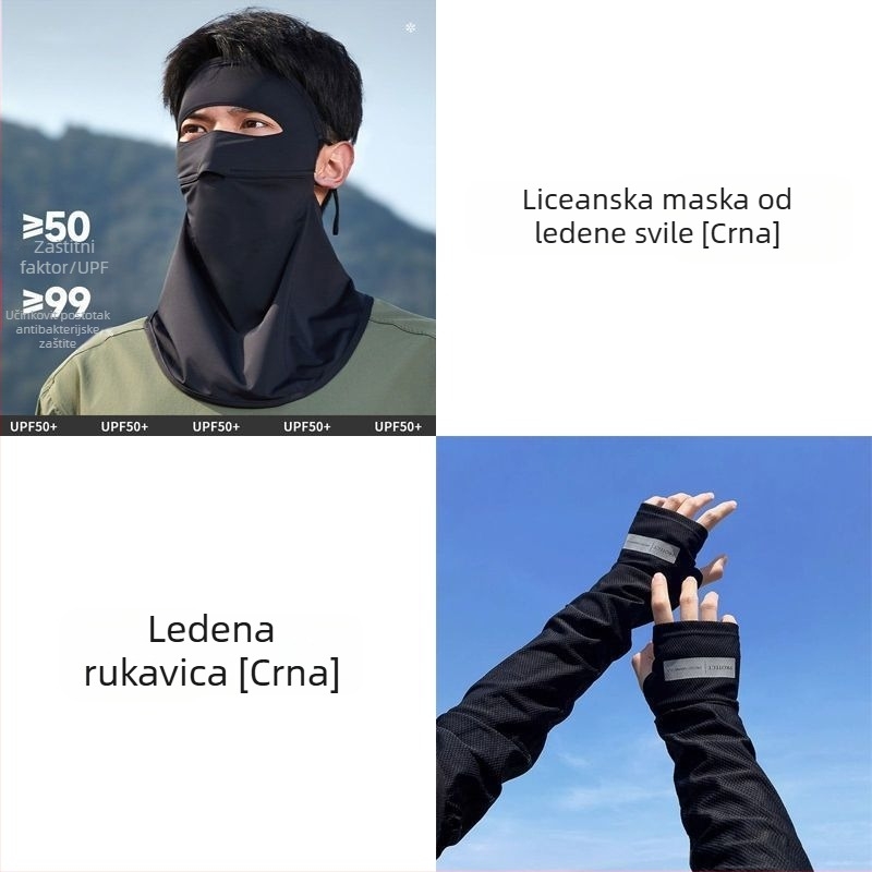 Muška UV zaštitna maska za ljetnu vanjsku vožnju biciklom — prozračna viskozna tkanina Ice Silk, potpuno prekrivanje lica
