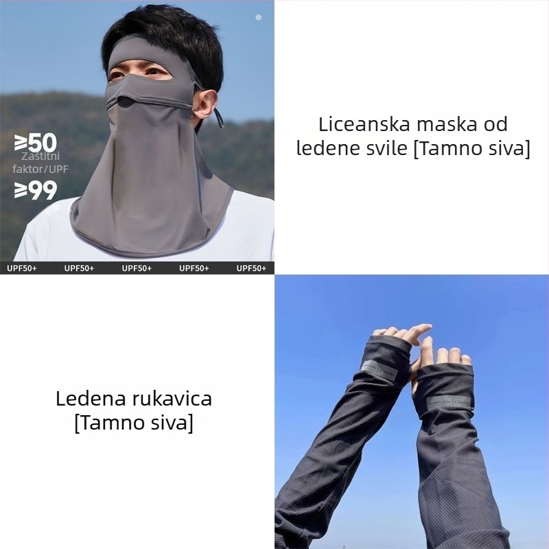 Muška UV zaštitna maska za ljetnu vanjsku vožnju biciklom — prozračna viskozna tkanina Ice Silk, potpuno prekrivanje lica