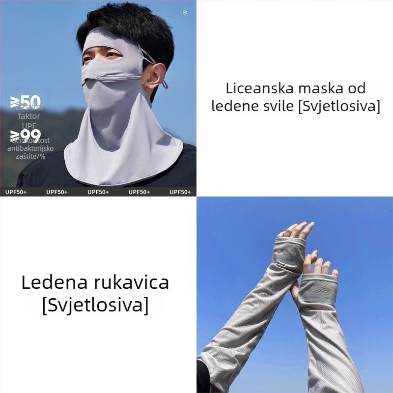 Muška UV zaštitna maska za ljetnu vanjsku vožnju biciklom — prozračna viskozna tkanina Ice Silk, potpuno prekrivanje lica
