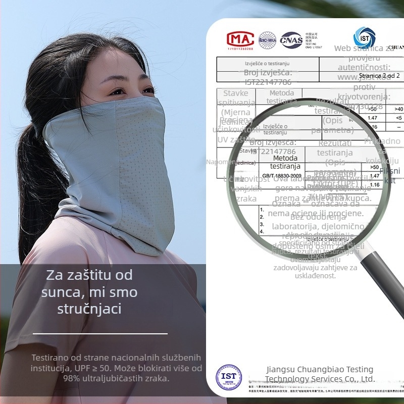 Ženska UV zaštitna maska za lice - prozračna najlonska tkanina, lagana, otporna na vjetar, otporna na prašinu, poluzakrivena zaštita