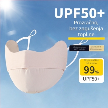 Ljetna maska za lice s UV zaščitom UPF50+, dizajn s ušnim remenima, unisex; materijal: najlon; obrada: viskozna vlakna