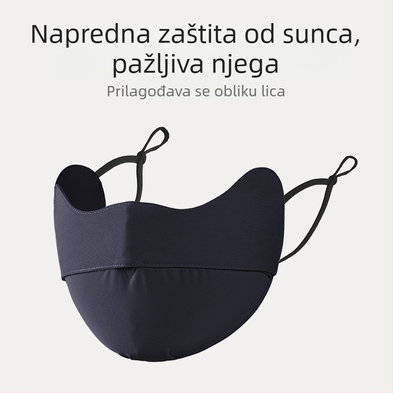 Ljetna maska za lice s UV zaščitom UPF50+, dizajn s ušnim remenima, unisex; materijal: najlon; obrada: viskozna vlakna