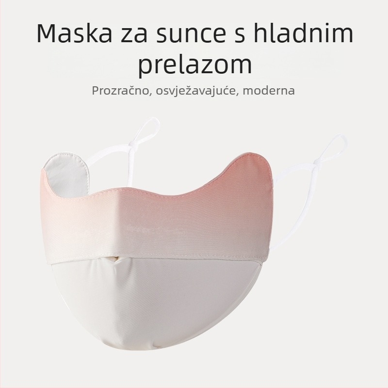 Ljetna maska za lice s UV zaščitom UPF50+, dizajn s ušnim remenima, unisex; materijal: najlon; obrada: viskozna vlakna