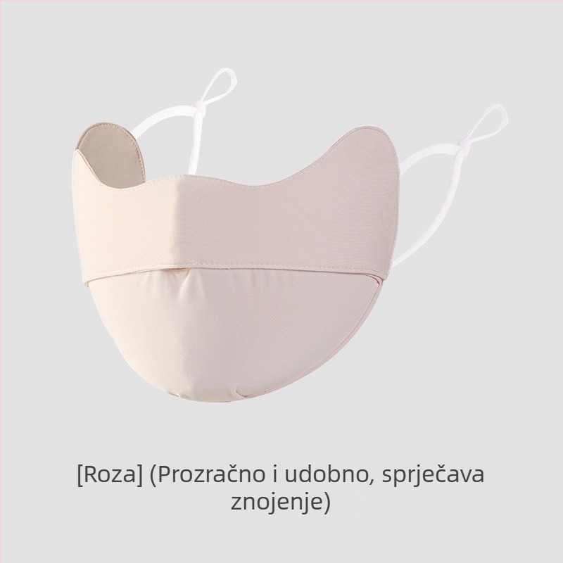 Ljetna maska za lice s UV zaščitom UPF50+, dizajn s ušnim remenima, unisex; materijal: najlon; obrada: viskozna vlakna