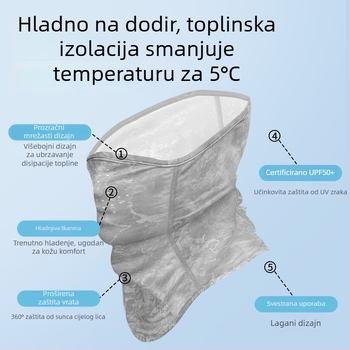Maska za zaštitu od sunca za planinarenje i trčanje, maska za lice od ice silk, šal za vrat za muškarce i žene, kapuljača/šal za vožnju biciklom, zaštita od prašine na otvorenom