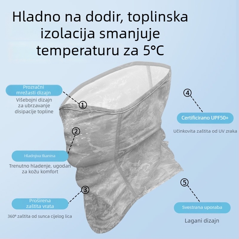 Maska za zaštitu od sunca za planinarenje i trčanje, maska za lice od ice silk, šal za vrat za muškarce i žene, kapuljača/šal za vožnju biciklom, zaštita od prašine na otvorenom