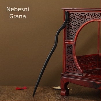 Duga drvena kopča za kosu u retro stilu, geometrijski dizajn, Hanfu dodatak, pogodan za poklone (vjenčanje, rođendan, festival)