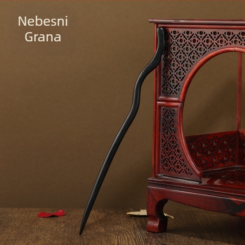 Duga drvena kopča za kosu u retro stilu, geometrijski dizajn, Hanfu dodatak, pogodan za poklone (vjenčanje, rođendan, festival)