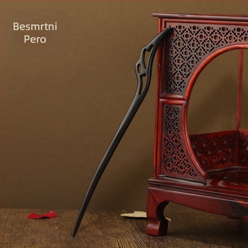 Duga drvena kopča za kosu u retro stilu, geometrijski dizajn, Hanfu dodatak, pogodan za poklone (vjenčanje, rođendan, festival)