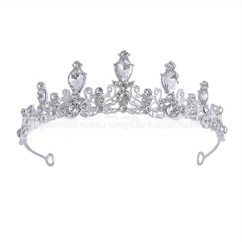 Vjenčana tiara za glavu s bijelim cirkon kristalima, osnovna legura, elektroplakirani završetak
