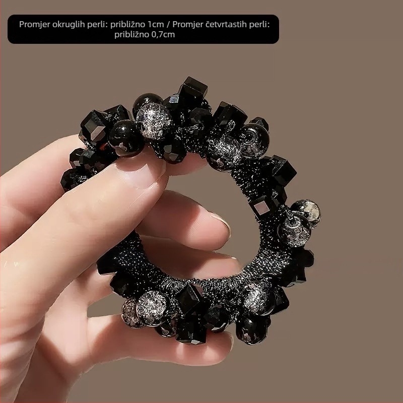 Gumica za kosu s kristalnim perlama, korejski stil, visoka elastičnost, pleteni dizajn