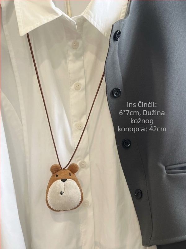 Dječji kožni privjesak na šnuri s karikaturama životinja, dugi nakit, mogućnost prilagodbe, pojedinačno pakirano