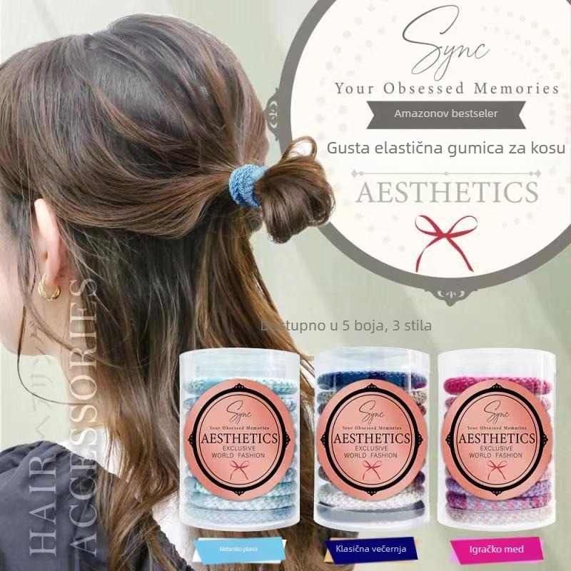 Mizuo gumica za kosu za rep, pletena, visoka elastičnost, mješavina materijala, svjež i sladak stil