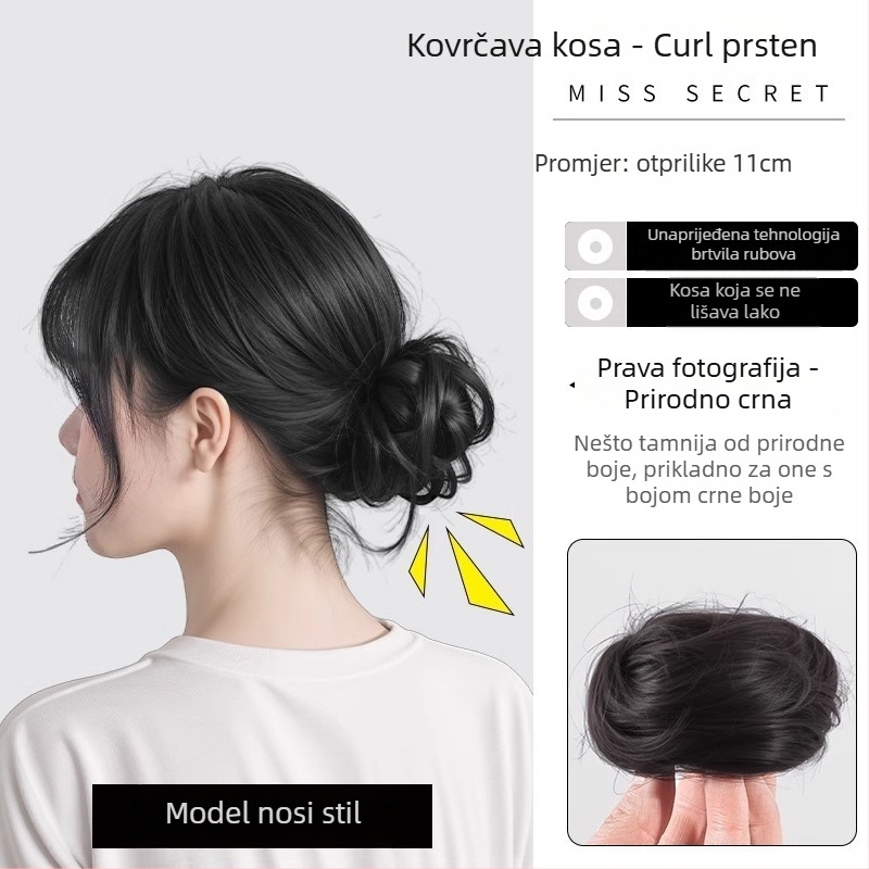 Gumica za rep od prirodne kose, ručno rađena, visoka elastičnost, jednostavan stil