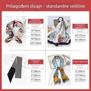 Ženski šal od umjetne svile, satenska tkanina, svjež i sladak stil, ljeto