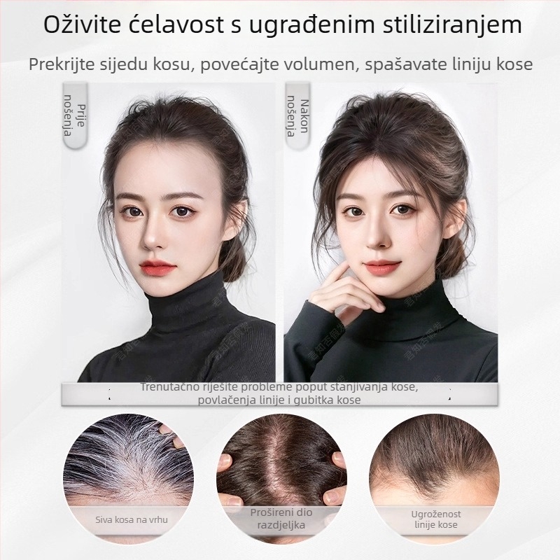 Dio perike za žene, ručno pletene, vlakna otporna na toplinu, bez šavova, volumen na vrhu