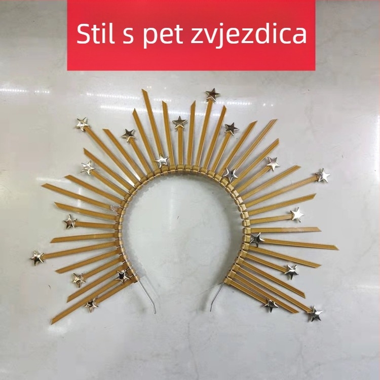 Čelenka za kosu s Halo krunom – zabavan, pretjeran dizajn; Materijal: plast/smola; Obrada: elektroplatiranje; Prilagodljivo: Da; Pogodno za festivale