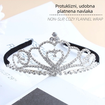 Dječji dodaci za glavu, kruna od rhinestona, princes stil (Materijal: Rhinestone; Oblik: Kruna; Obrada: Elektroplatiranje; Kristali: Bijeli kristali)