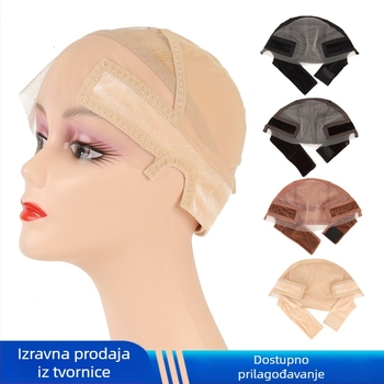 Baršunasta čipkasta kapa za wig s prozračnom mrežom, kosa Marlon svila, duga ravna kosa s bočnim šiškama, baršunasto-čipkasta mrežasta kapa, fiksirana perika, prozračna i udobna