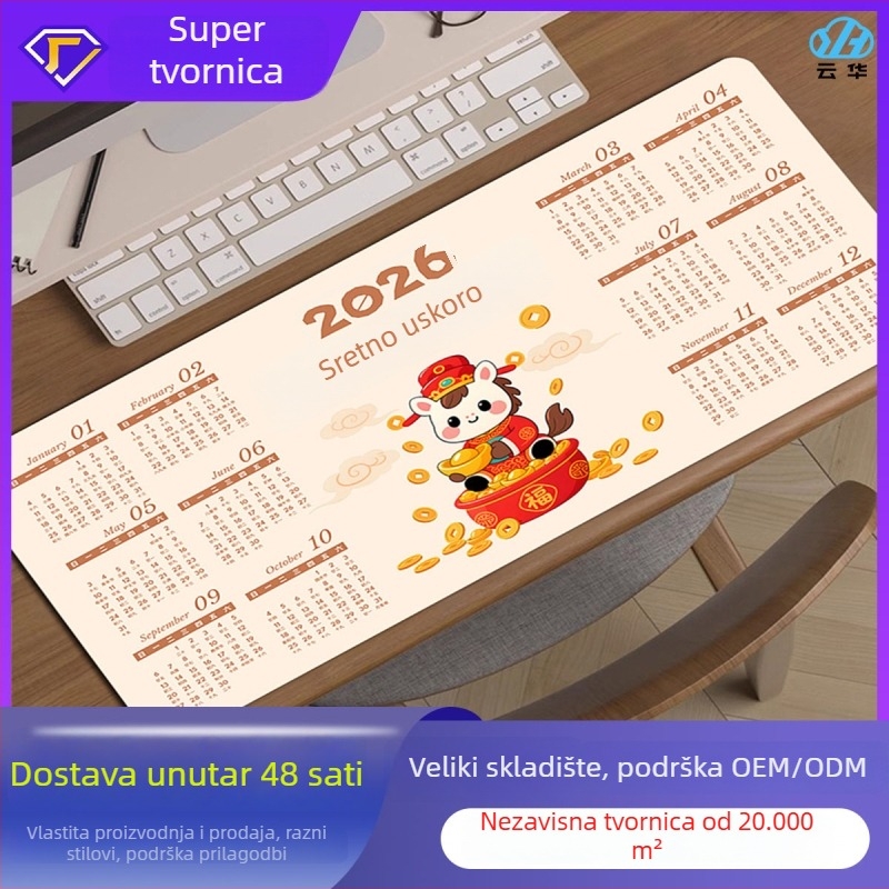 Podloga za miš s kalendarom – stolna podloga, protuklizna, prirodni kaučuk, otisak toplinskim prijenosom