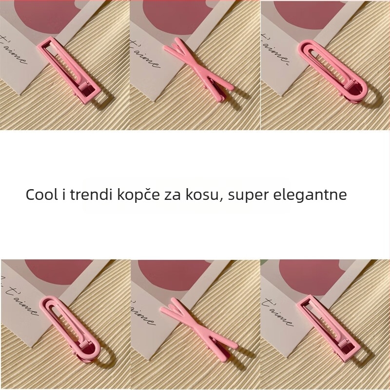 Srebrni metalni ukosnica za kosu, mliječnoplava boja, crtani slatki dizajn, dodatak za kosu s bočnim dizajnom