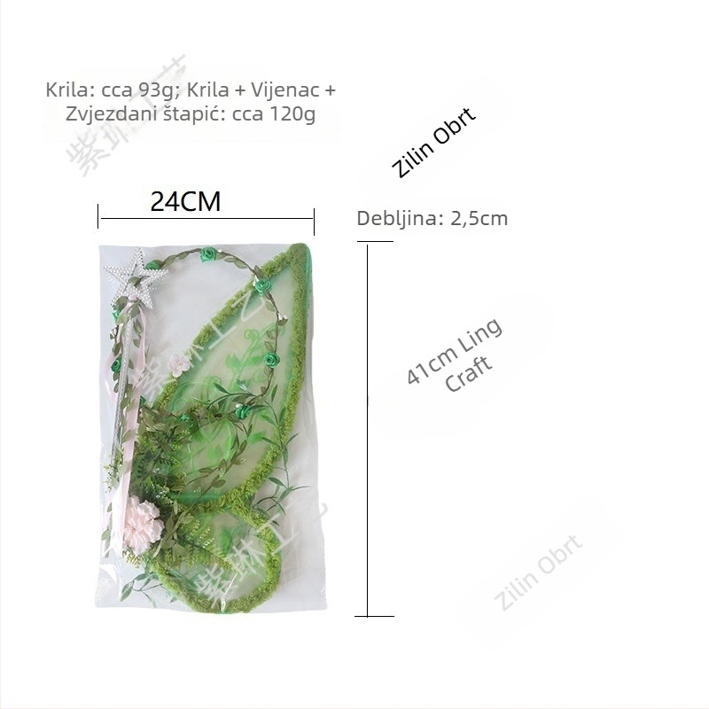 Zilin Anđeoska krila za kostim, ručno rađeno, poliester, geometrijski uzorak