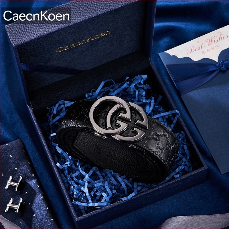 Muški kožni kaiš s automatskom kopčom — koža prvog sloja, kopča od legure