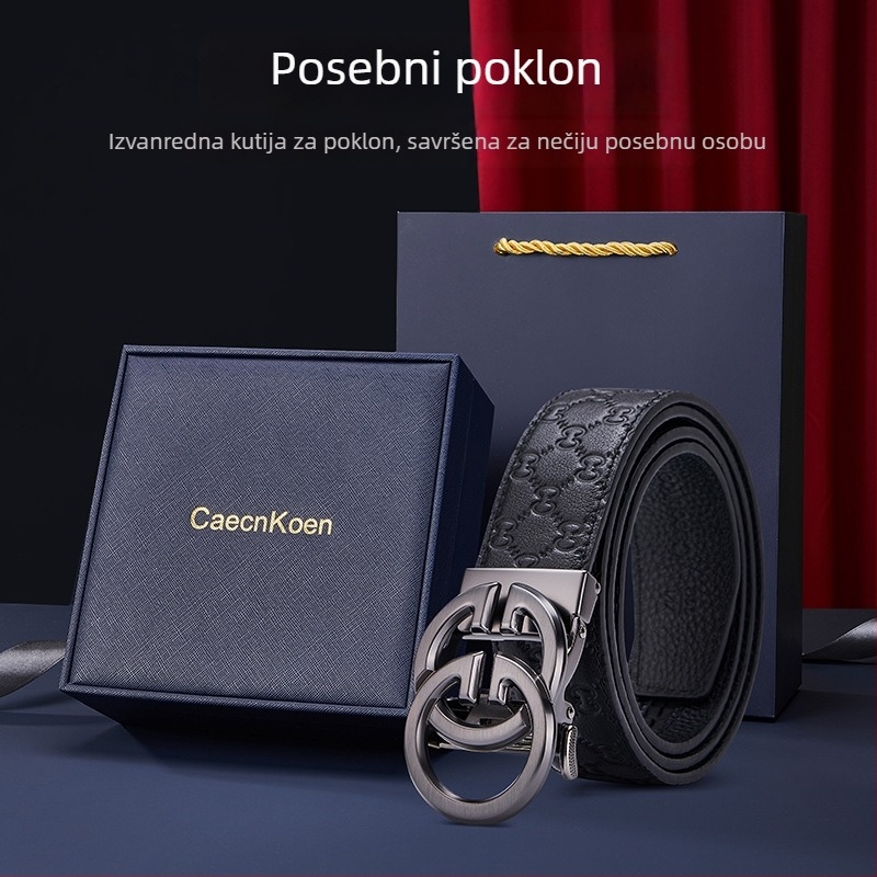 Muški kožni kaiš s automatskom kopčom — koža prvog sloja, kopča od legure