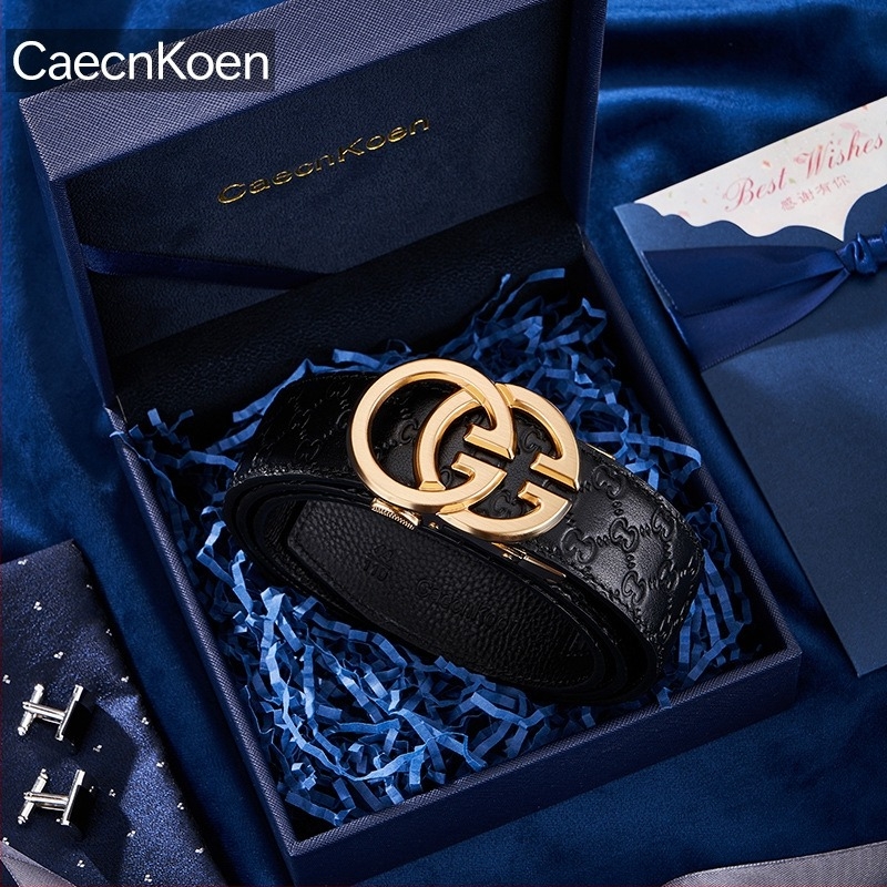 Muški kožni kaiš s automatskom kopčom — koža prvog sloja, kopča od legure