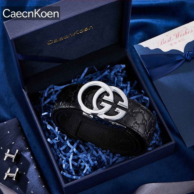 Muški kožni kaiš s automatskom kopčom — koža prvog sloja, kopča od legure