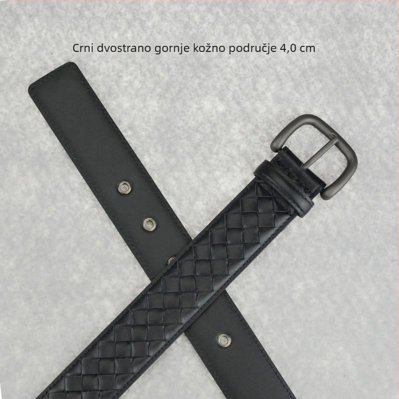 Muški kožni kaiš od bivlje kože s metalnom kopčom i kopčom s iglom