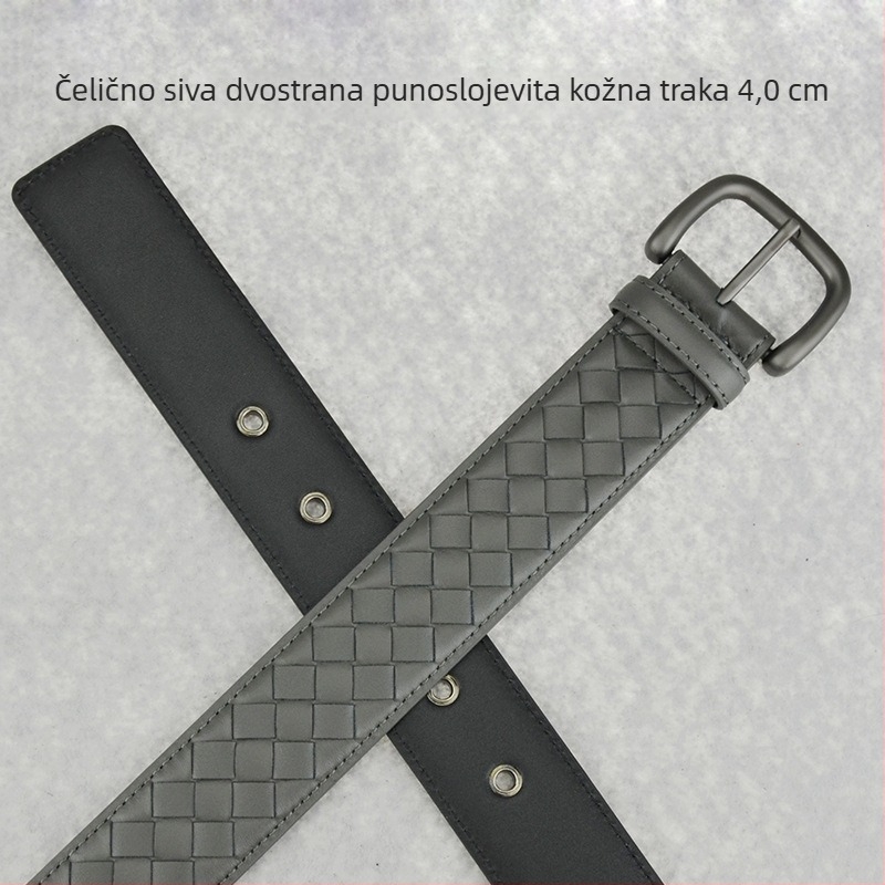 Muški kožni kaiš od bivlje kože s metalnom kopčom i kopčom s iglom