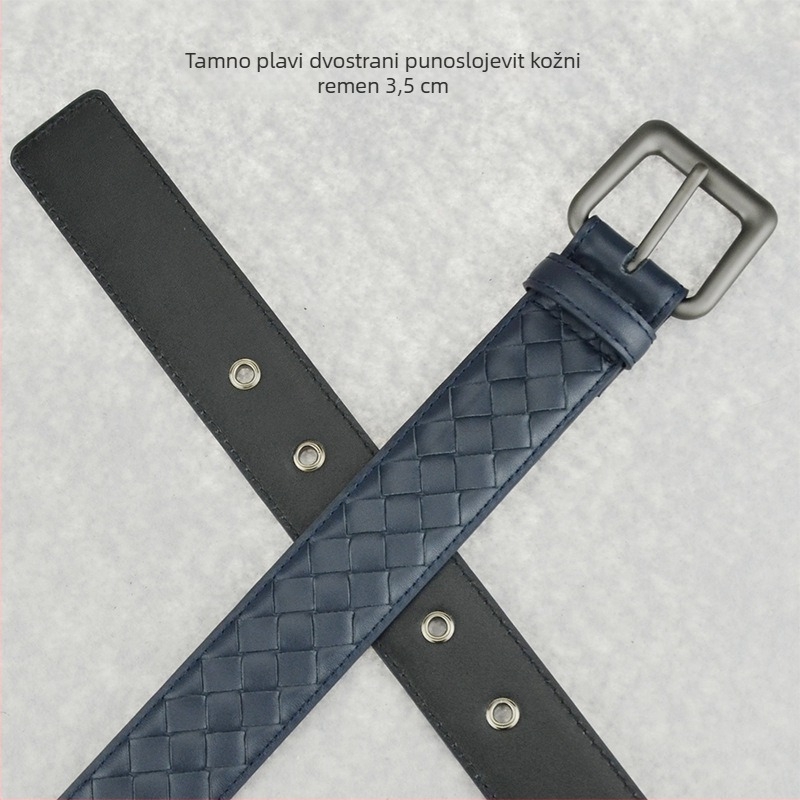 Muški kožni kaiš od bivlje kože s metalnom kopčom i kopčom s iglom