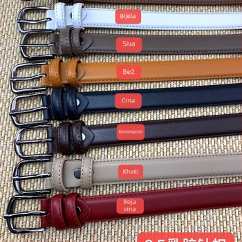Ženski kaiš s kopčom na pin, od prave kože, svestran za traperice i hlače za sako.
