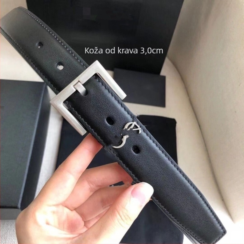 Kožni kaiš s Y slovom i kopčom s iglom, koža prvog sloja, legura kopče, širina 2–4 cm