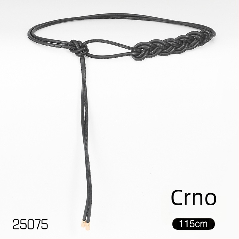 Ženski PU pojas s metalnom kopčom, zatvaranje čvorom, uska širina ispod 2 cm, elektroplatirani završetak